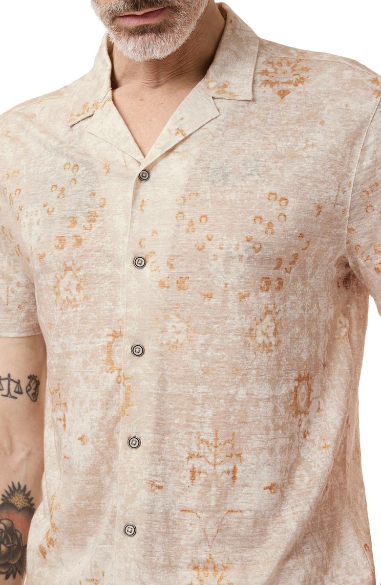 John Varvatos Espino Organic Linen Knit Camp Shirt, Alternate, color, Dew Grey