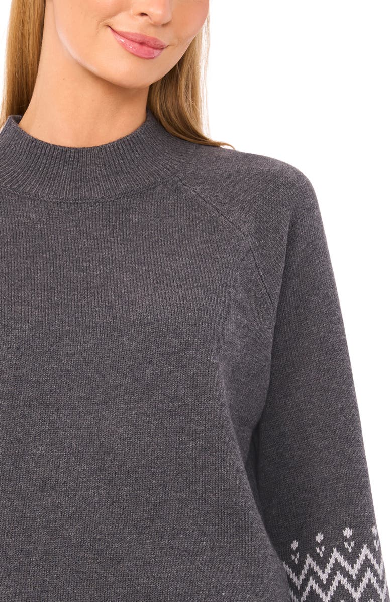 Halogen<sup>®</sup> Fair Isle Accent Mock Neck Sweater, Alternate, color, Smokey Black