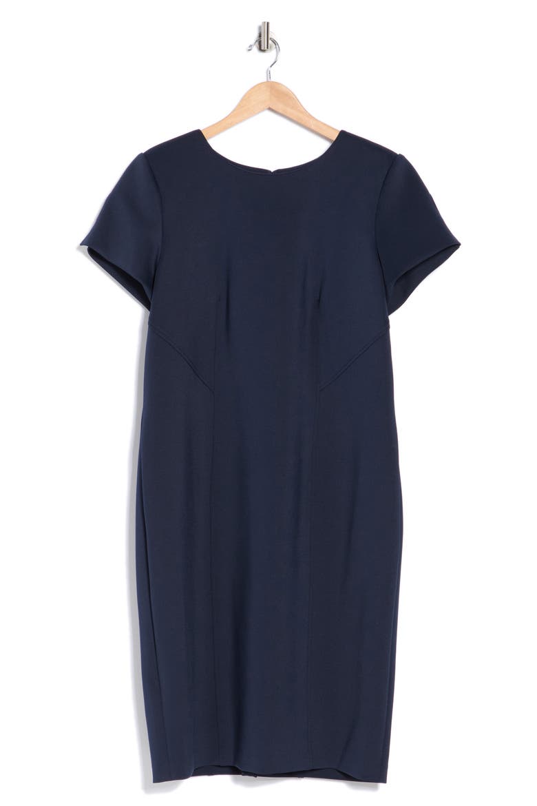 Short Sleeve Scuba Knit Sheath Dress, Alternate, color, INDIGO