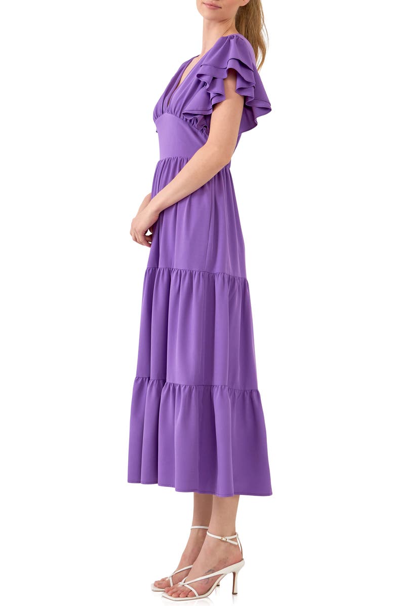 English Factory Flutter Sleeve Cutout Midi Dress, Alternate, color, 