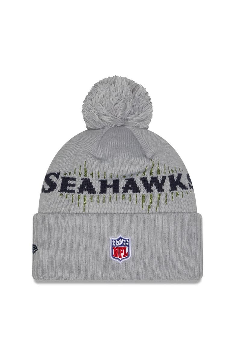 New Era Men's New Era  Wolf Gray Seattle Seahawks 2025 Rivalries Collection Sideline Cuffed Knit Hat with Pom, Alternate, color, 