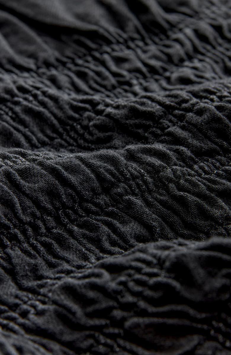 NEXT Smocked Peplum Cotton Denim Top, Alternate, color, Black