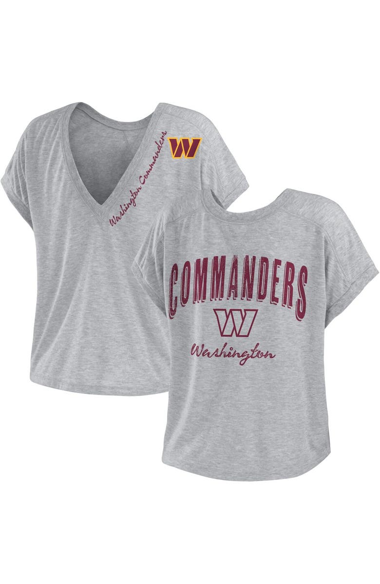 WEAR by Erin Andrews Women's WEAR by Erin Andrews Heather Gray Washington Commanders Reversible T-Shirt, Alternate, color,