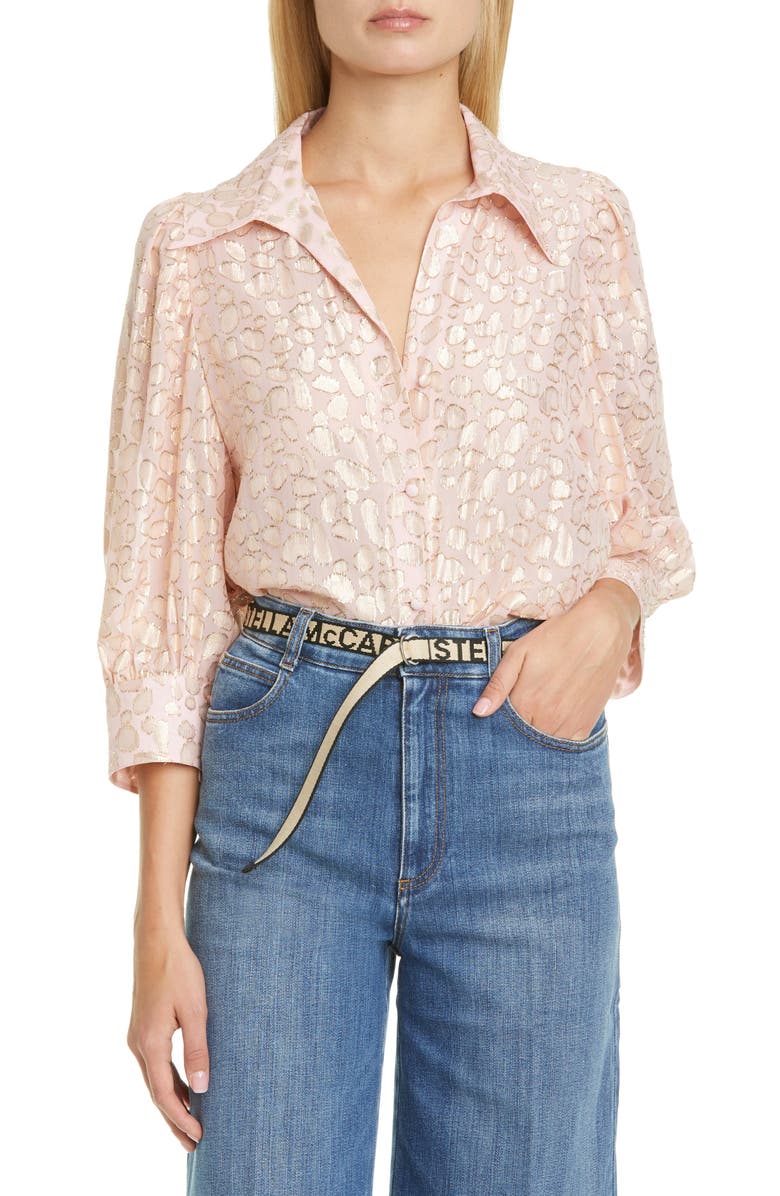 Stella McCartney Reese Metallic Fil Coupé Dot Shirt, Main, color, 