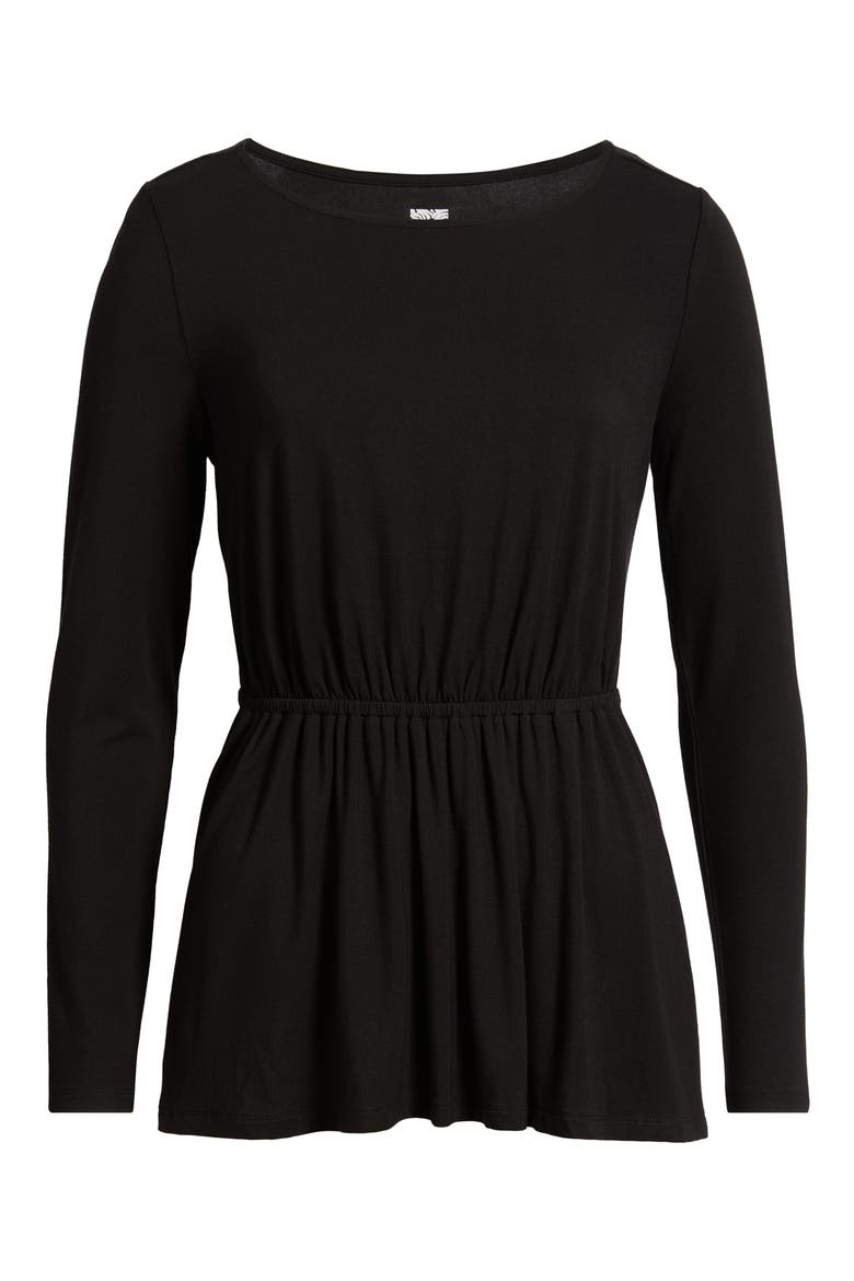 Long Sleeve Elastic Waist Top, Alternate, color, ANNE BLACK