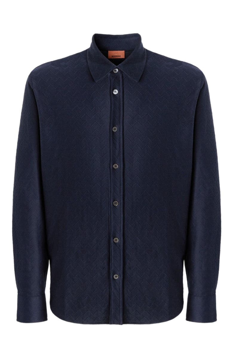 Missoni Cotton Jacquard Shirt With Tone-on-tone Zigzag Pattern, Alternate, color, Blue