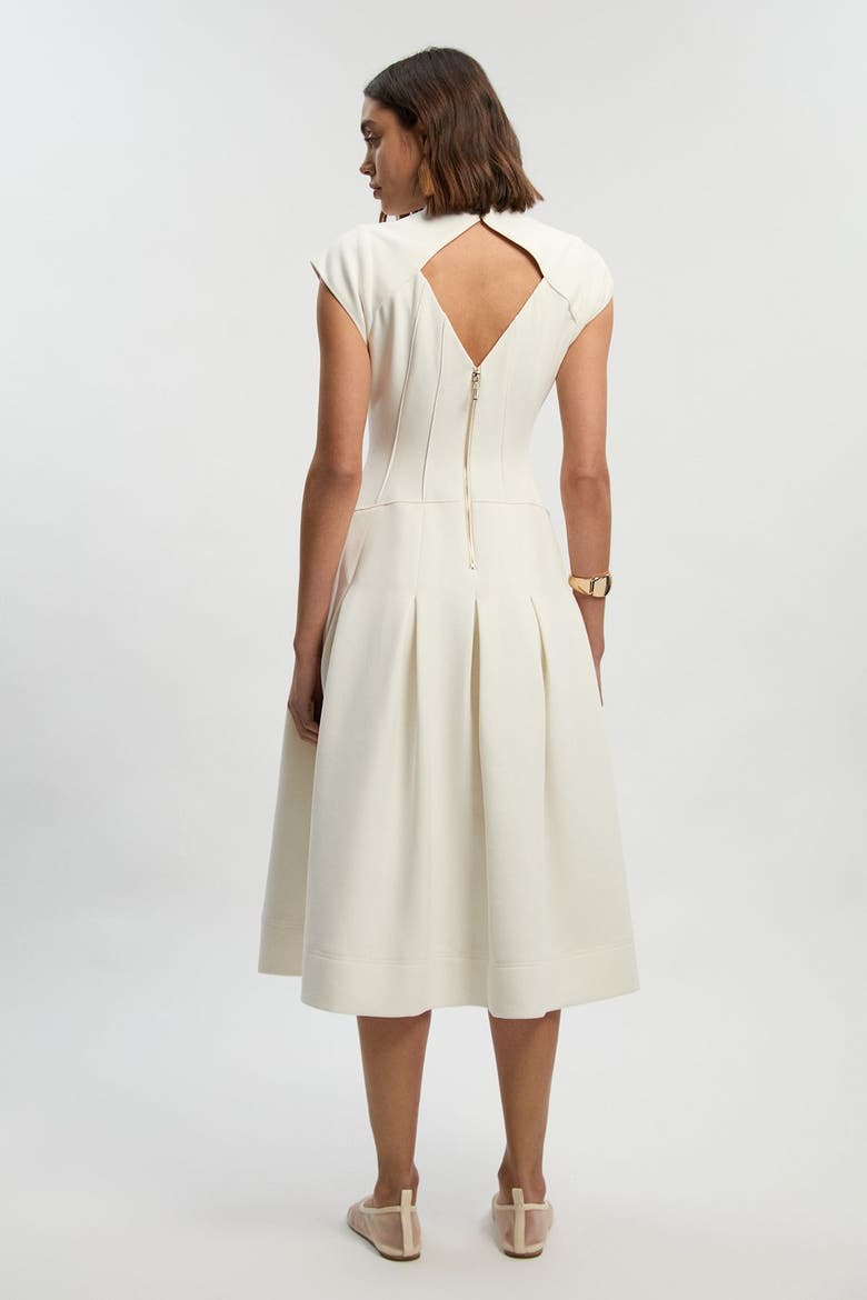 Compact Stretch Dropped Waist Midi Dress, Alternate, color, Ivory