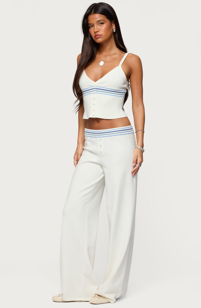 EDIKTED Miya Stripe Knit Pants, Alternate, color, White