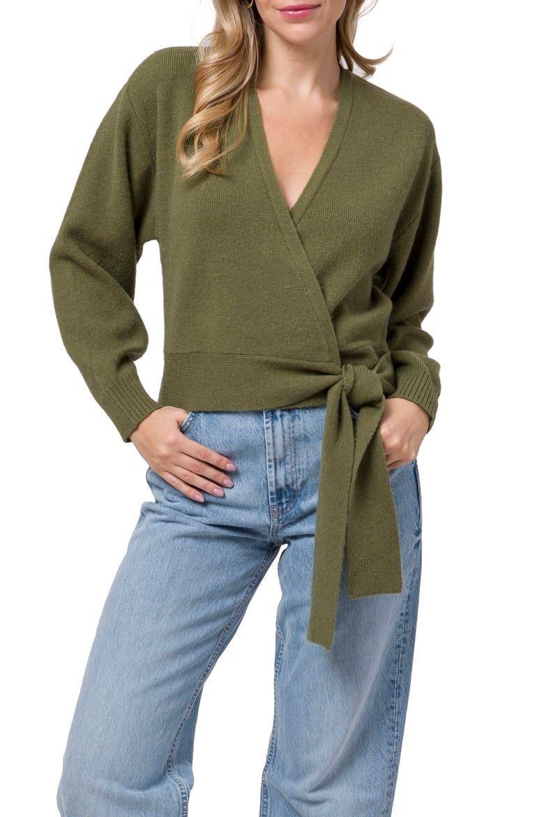 Davey Wrap Cardigan, Main, color, MOSS