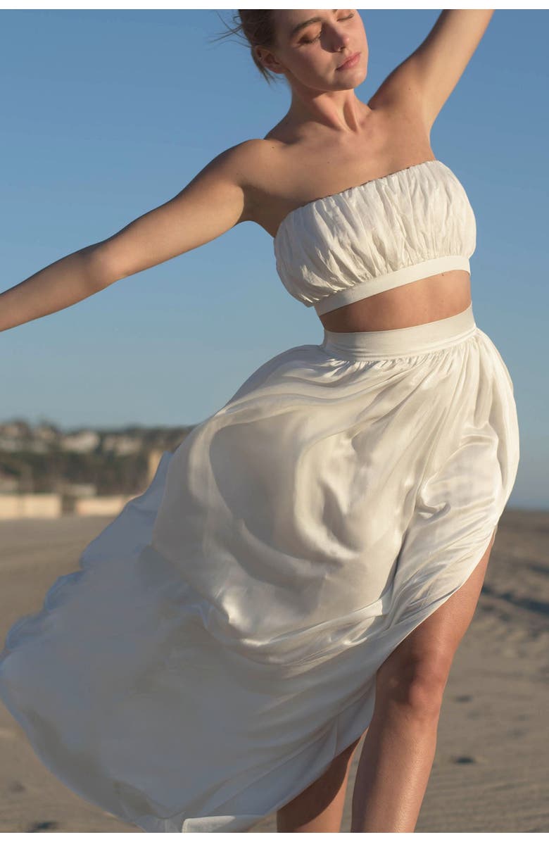 nuaje nuaje Isabelle Cotton Silk Maxi Skirt, Alternate, color, White