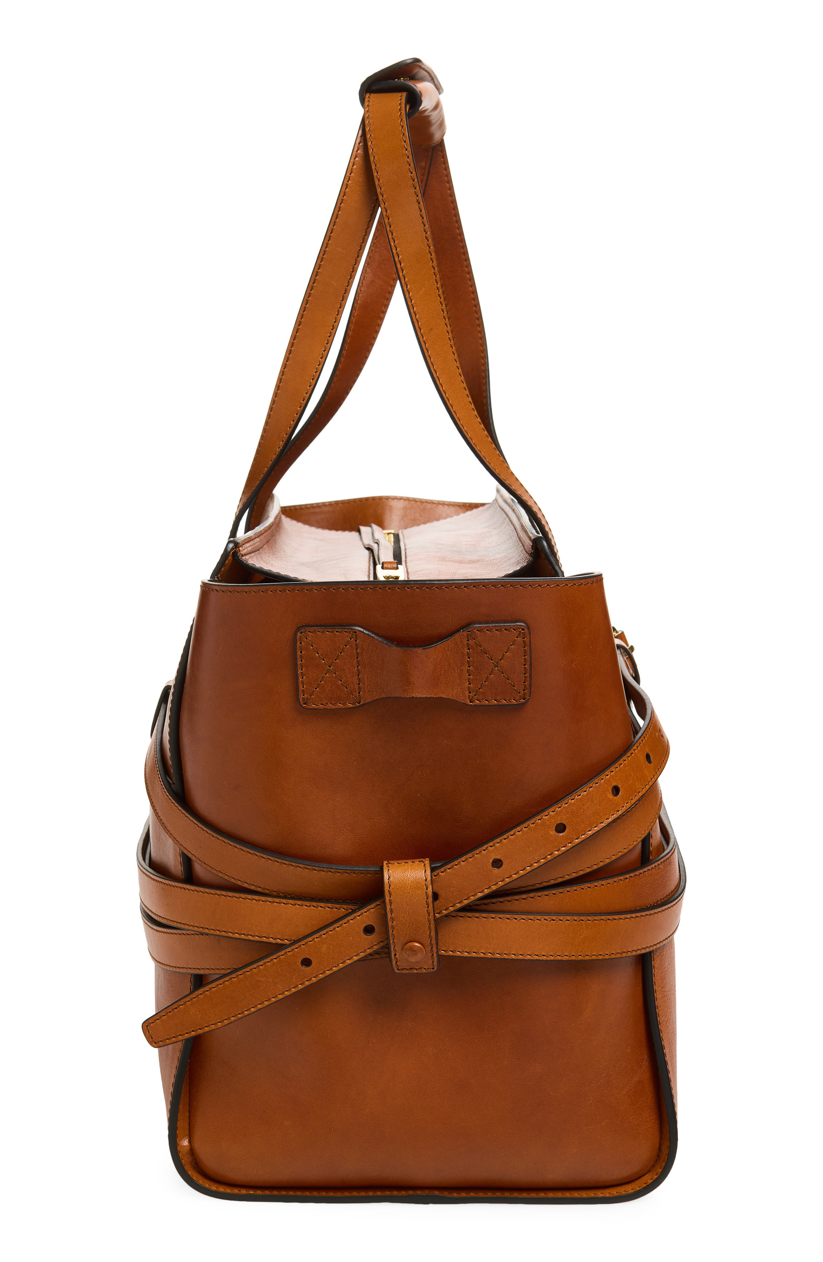 Moschino Tie Me Leather Tote, Alternate, color, Hide 20A Od9