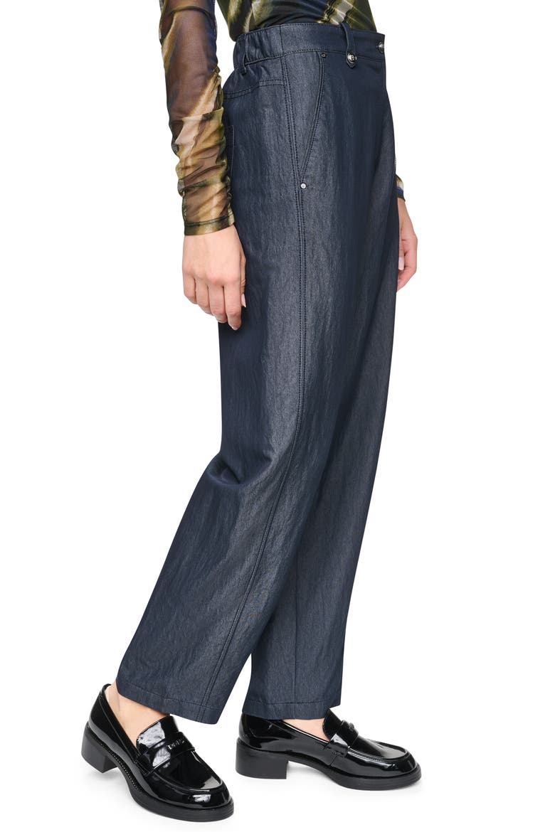 Barrel Leg Sanded Twill Pants, Alternate, color, DARK INDIGO WASH