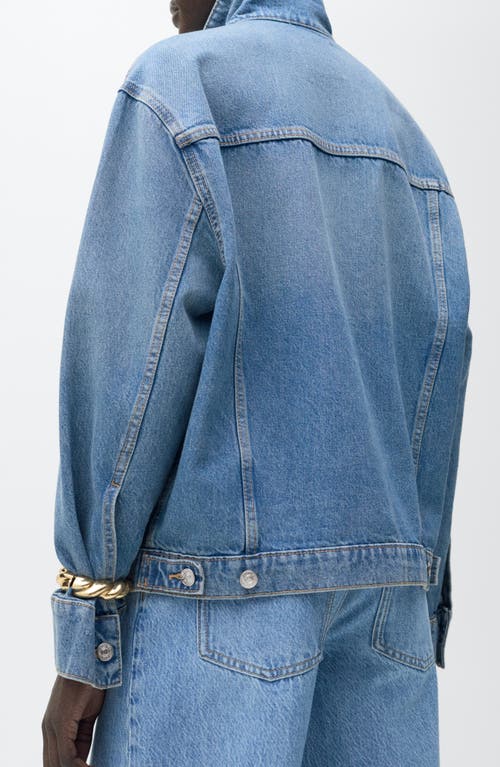 Mango Oversize Denim Jacket In Medium Blue