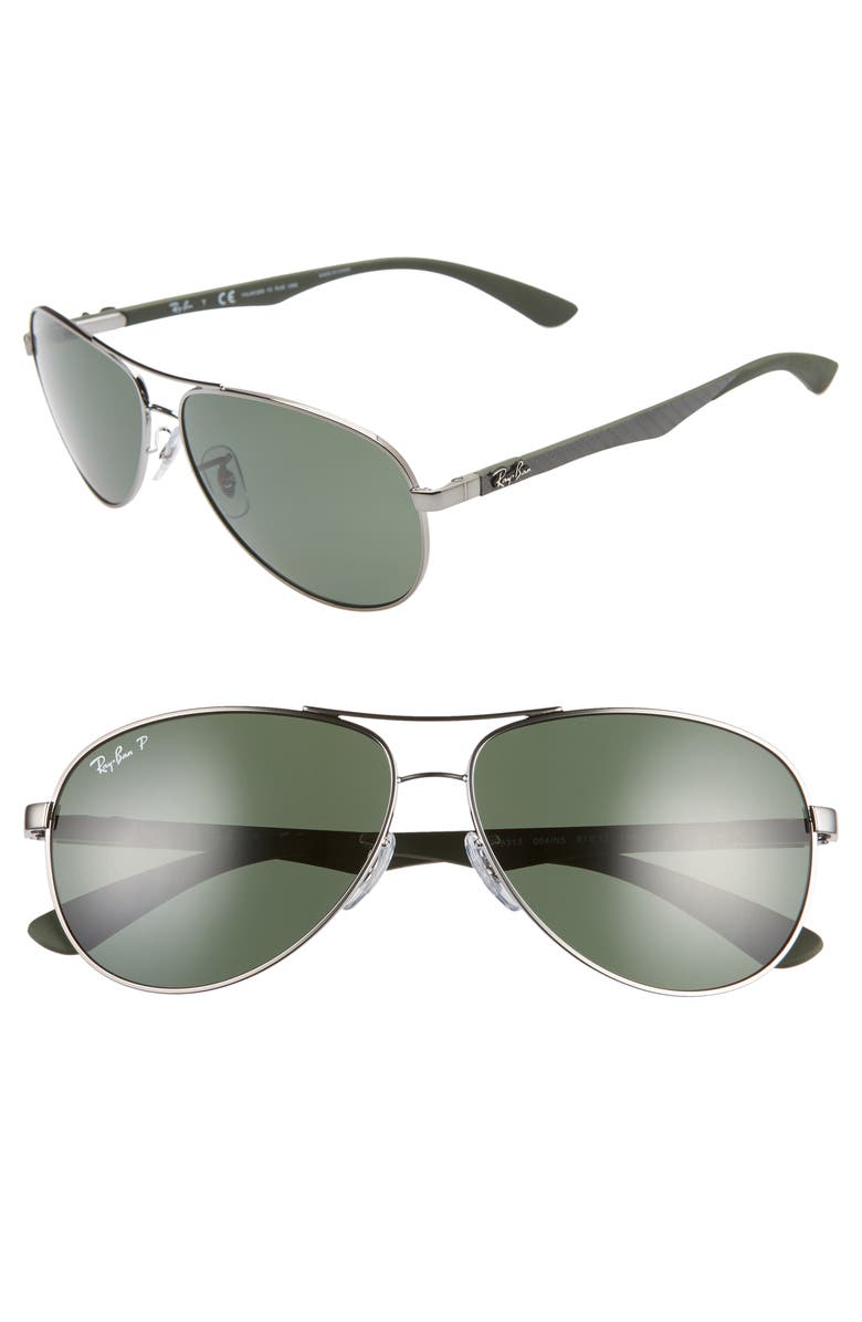 Ray-Ban 61mm Polarized Aviator Sunglasses, Main, color, 