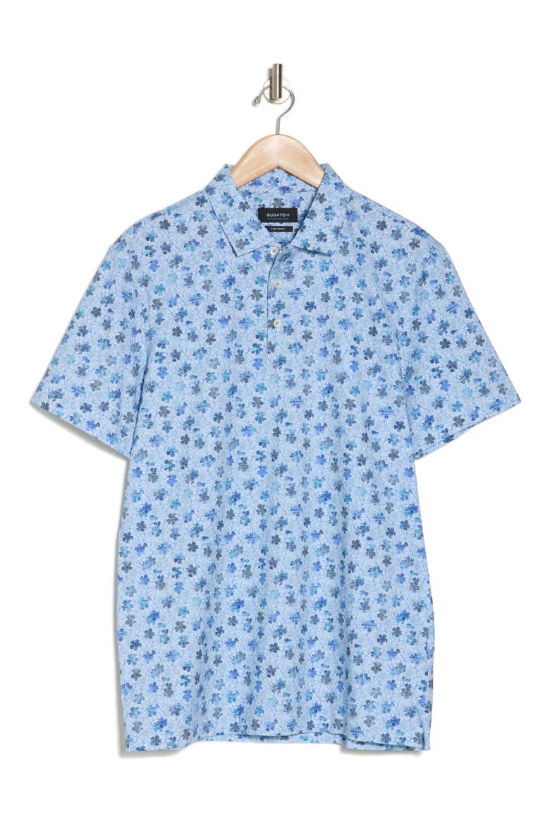 Floral Print Polo, Alternate, color, AIR BLUE