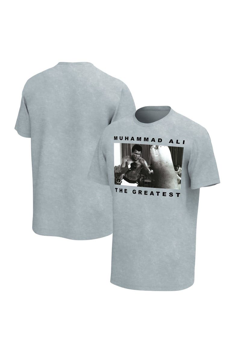 Men's Gray Muhammad Ali Fighting Photo Washed T-Shirt, Main, color, Gray