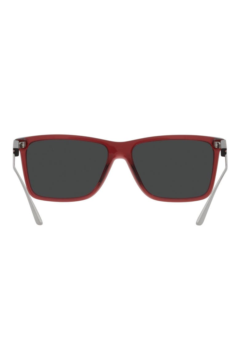 58mm Polarized Rectangular Sunglasses, Alternate, color, BLACK