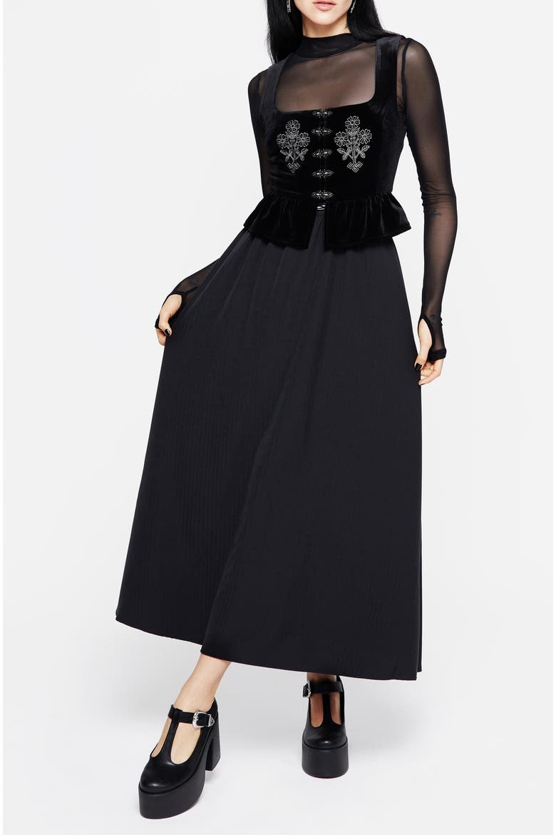 Haunted Maxi Herringbone Skirt, Alternate, color, Black