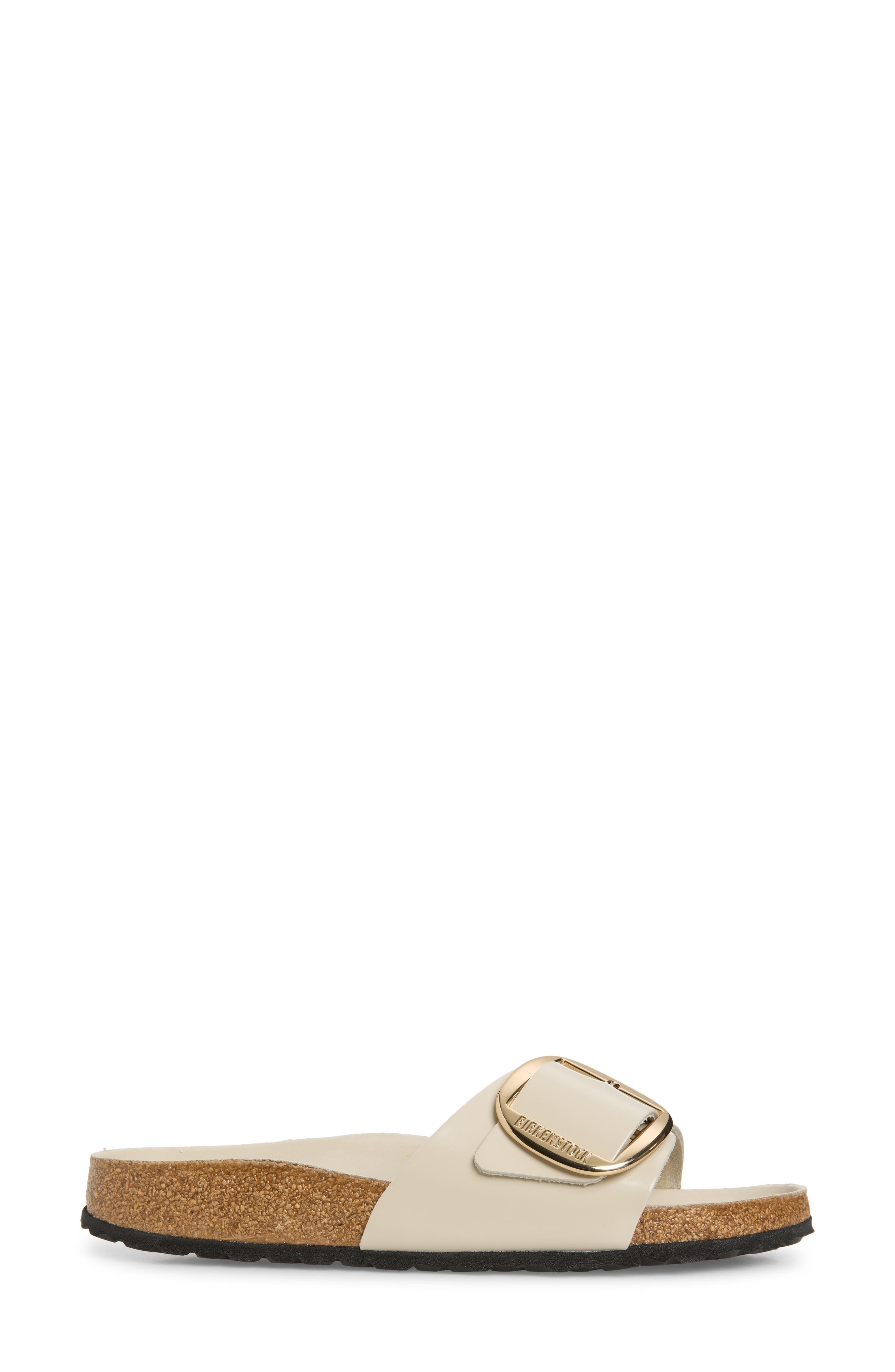 Madrid Big Buckle Slide Sandal - Discontinued, Alternate, color, OYSTER HIGH SHINE