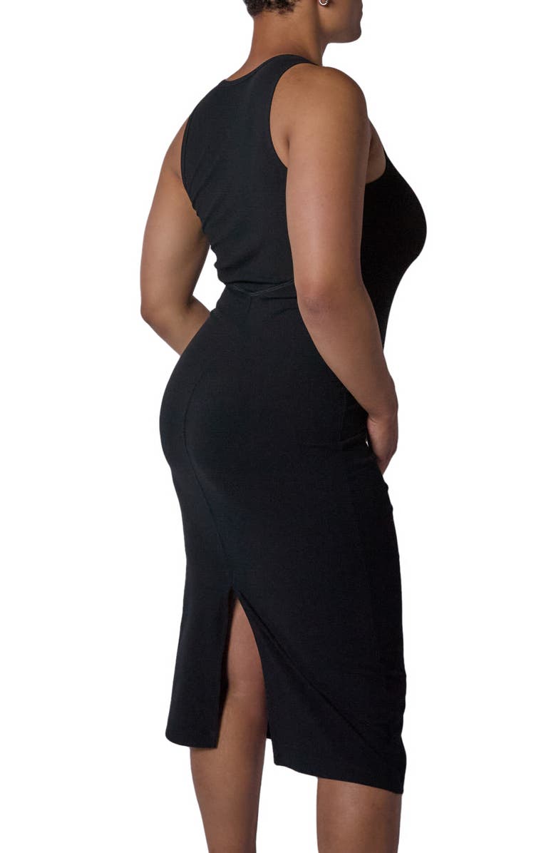 TomboyX Rib Sleeveless Midi Dress, Alternate, color, Black