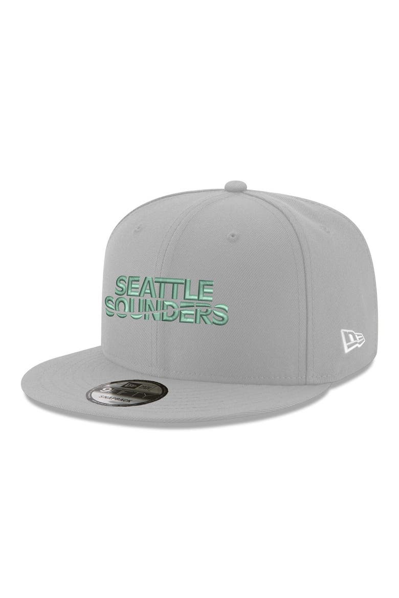 Men's New Era  Gray Seattle Sounders FC  Wordmark 9FIFTY Snapback Hat, Main, color, Gray
