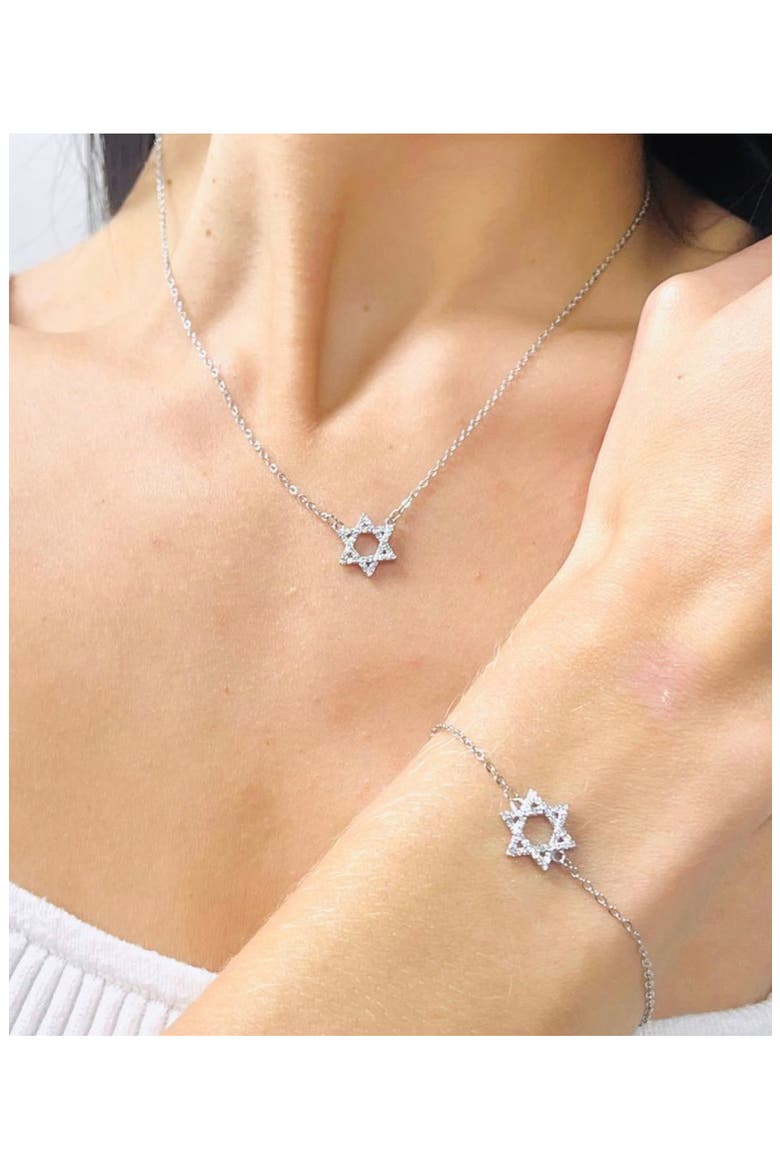 Pavé Cubic Zirconia Star of David Bracelet, Alternate, color, SILVER