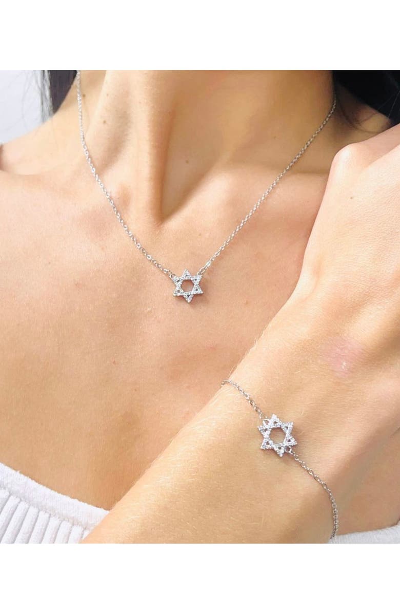 SHYMI Pavé Cubic Zirconia Star of David Bracelet, Alternate, color, Silver