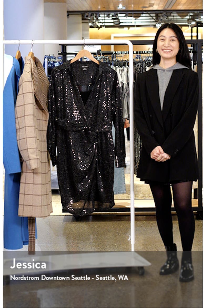 City Chi Seqin Glow Wrap Front Long Sleeve Dress video