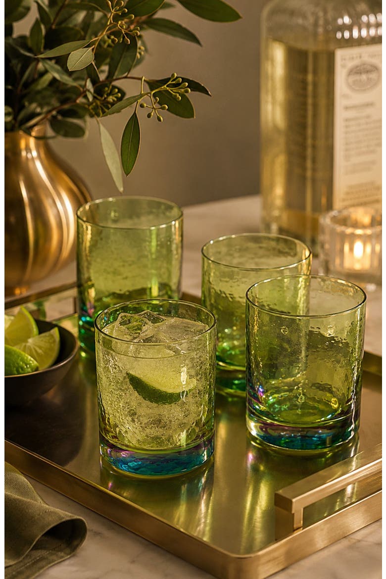 Set of 4 Aperitivo Rock Glasses, Alternate, color, GREEN