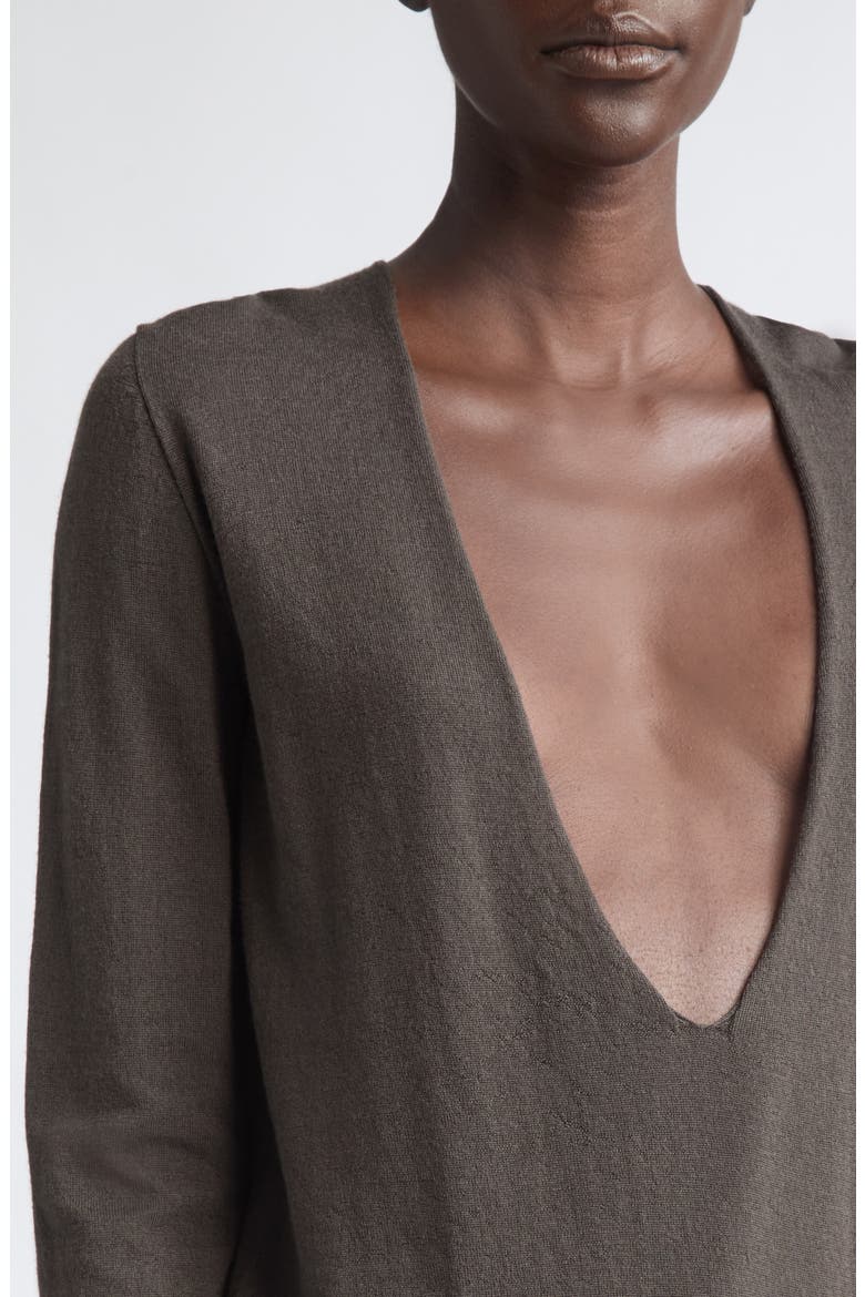 Extreme V-Neck Wool Sweater, Alternate, color, DARK DUST