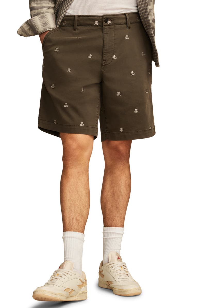 Lucky Brand Embroidered Detail Stretch Twill Shorts, Main, color, 
