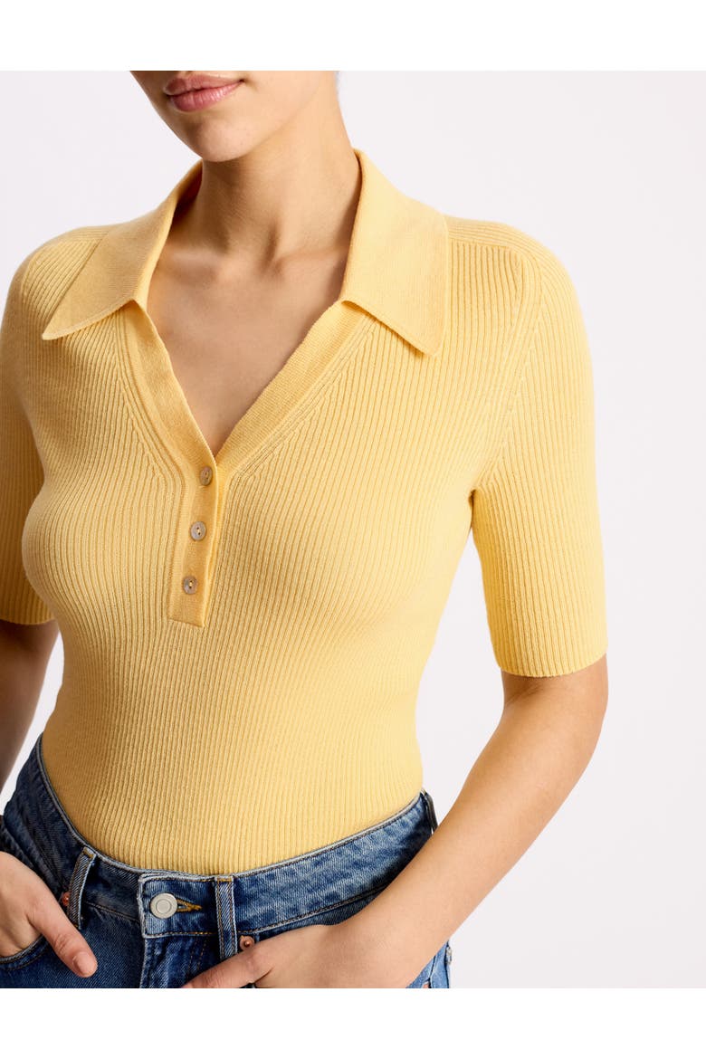 Button-Front Collard Knit Top, Alternate, color, Yellow