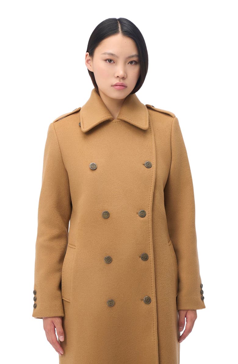 GOBI Mongolian Cashmere Double-Breasted Cashmere Coat, Alternate, color, Almond