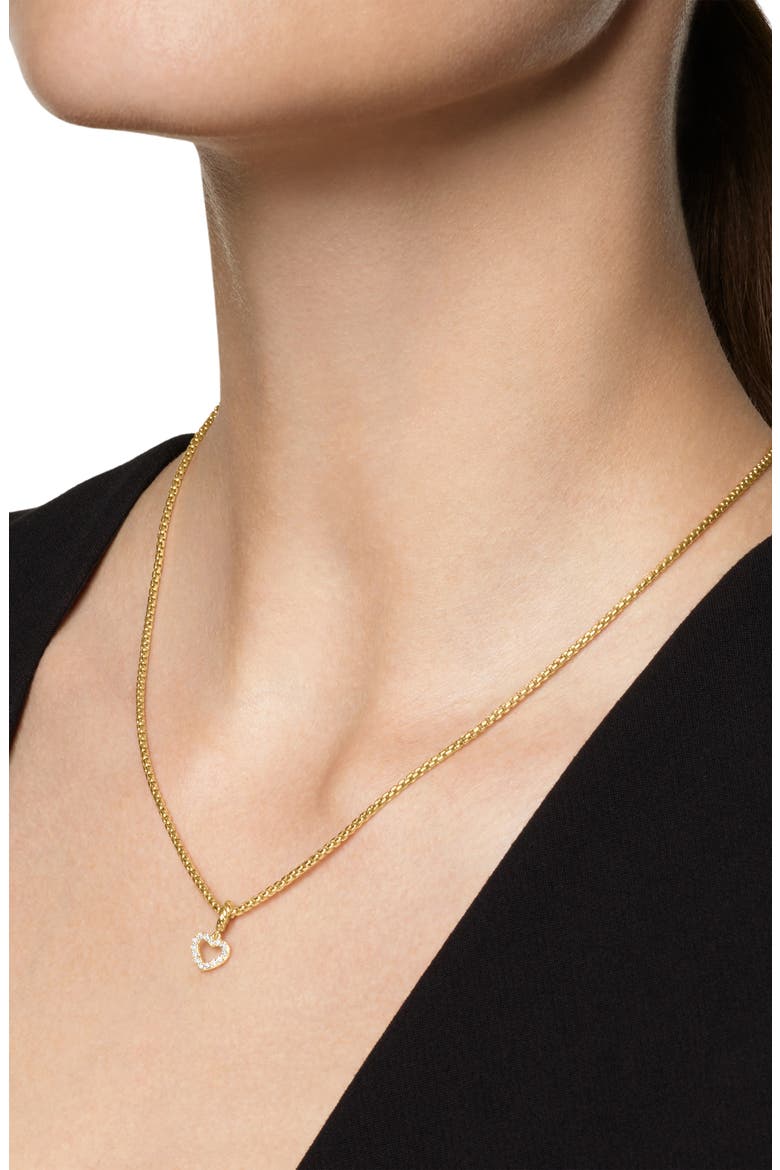 Micro Pavé Open Heart Enhancer in 18K Yellow Gold with Diamonds, 6.8mm, Alternate, color, DIAMOND