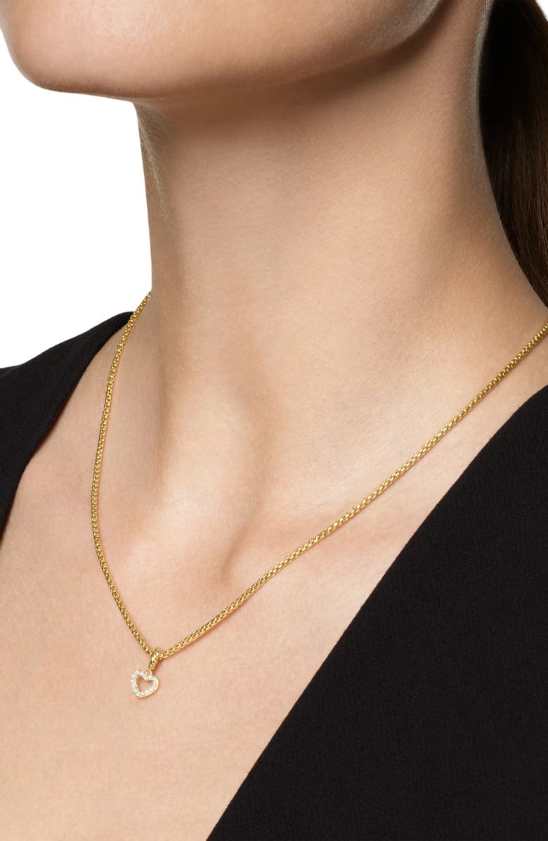 David Yurman Micro Pavé Open Heart Enhancer in 18K Yellow Gold with Diamonds, 6.8mm, Alternate, color, Diamond