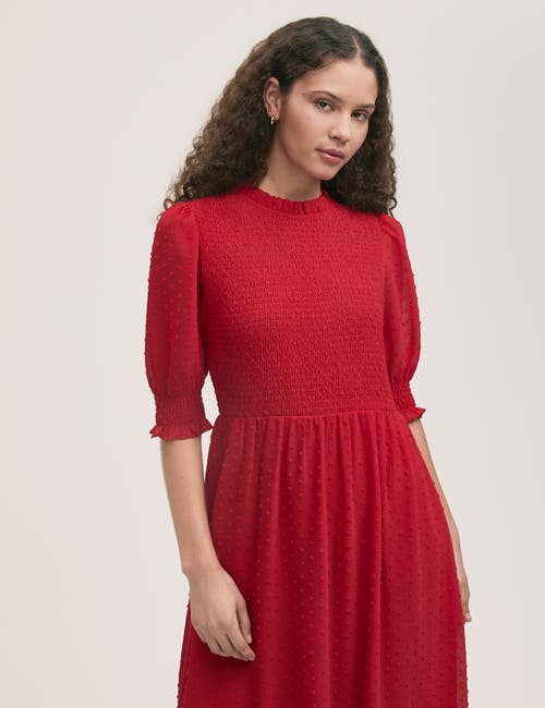 Finery London Amelia 3/4 Sleeve Chiffon Midi Dress In Red