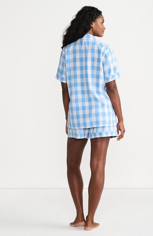 Lands' End Women Linen 2 Piece Pajama Set In Dusk Blue Gingham