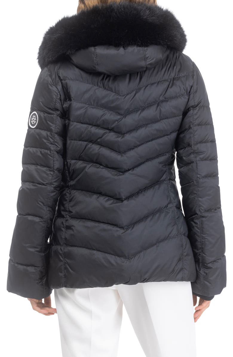 GORSKI Apres-Ski Chevron Parka with Detachable Toscana Lamb Hood Trim, Alternate, color, Black/Black