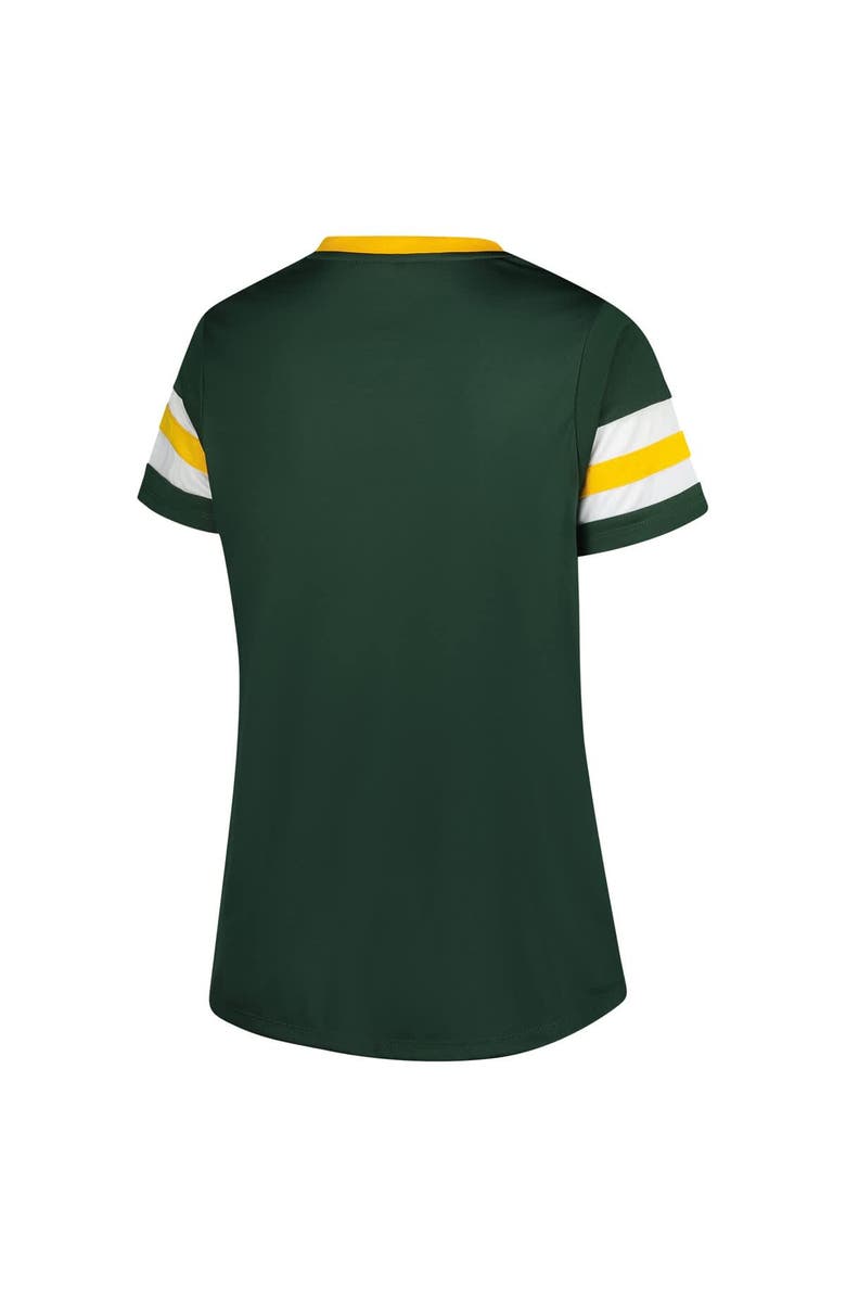 FANATICS Women's Fanatics Green Green Bay Packers Plus Size Rhinestone Redzone Athena Lace-Up Notch Neck T-Shirt, Alternate, color, Green