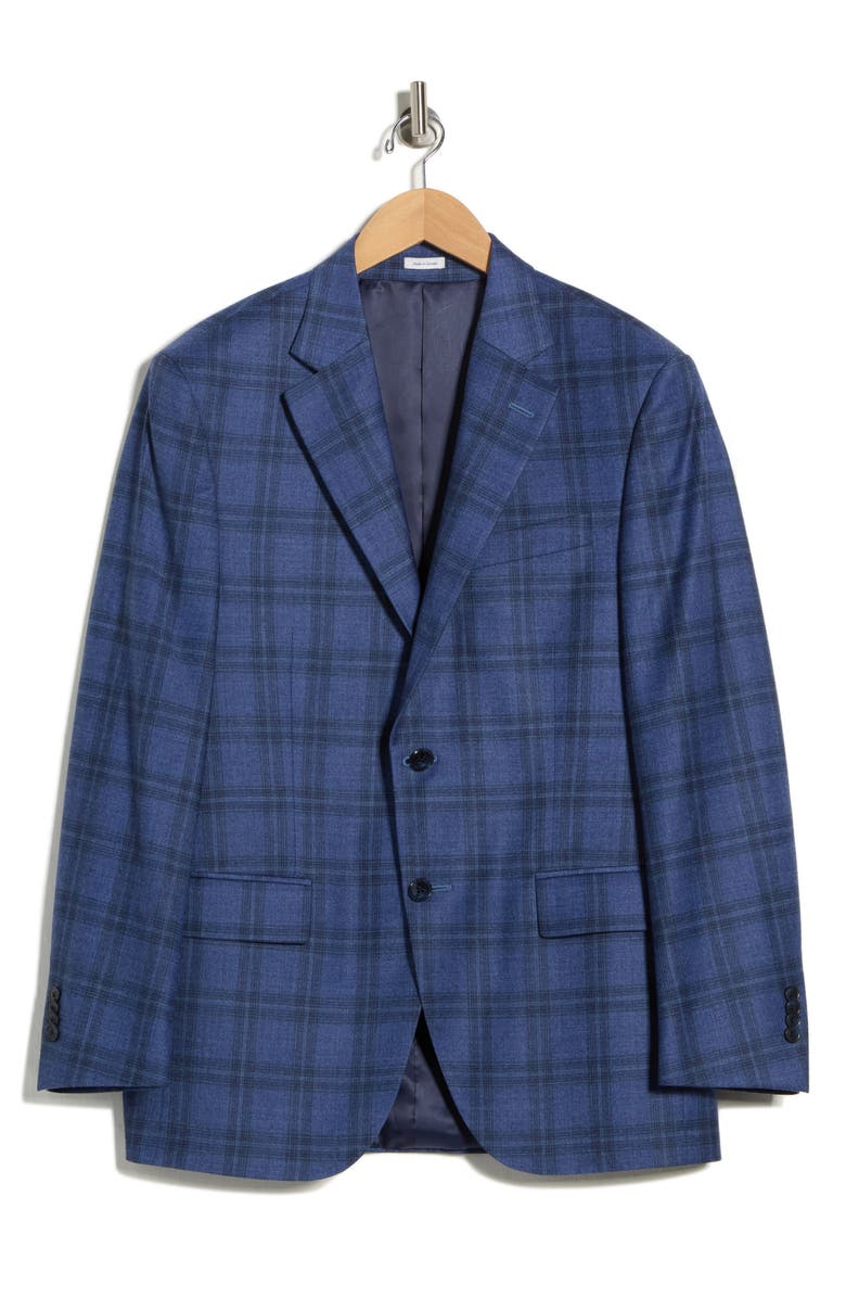 Peter Millar Plaid Stretch Wool Sport Coat, Alternate, color, Medium Blue