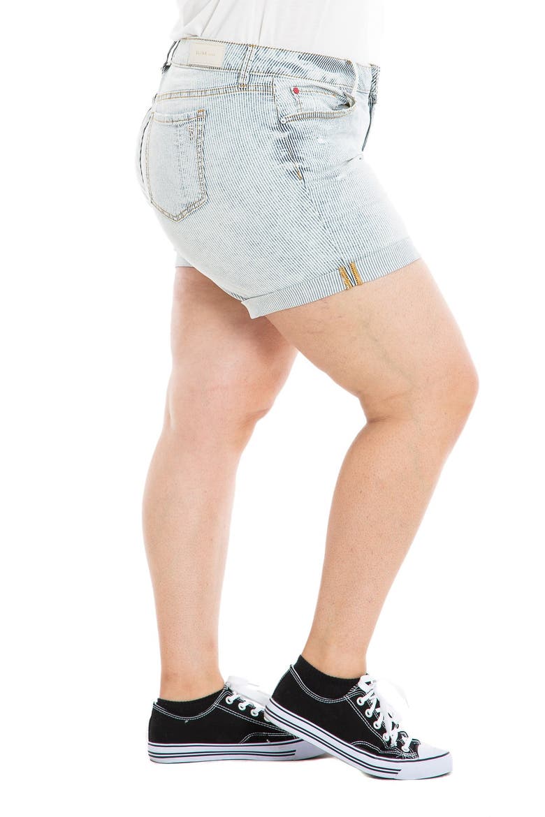 Striped High-Rise Shorts, Alternate, color, DENIM STRIPES
