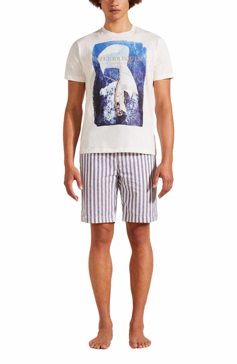 Vilebrequin Men's Sailing Boat From The Sky Cotton T-Shirt, Alternate, color, Off White