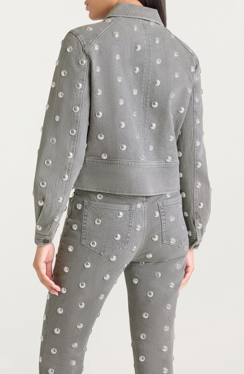 Cinq à Sept Harriet Studded Denim Jacket, Alternate, color, Lune/ Silver
