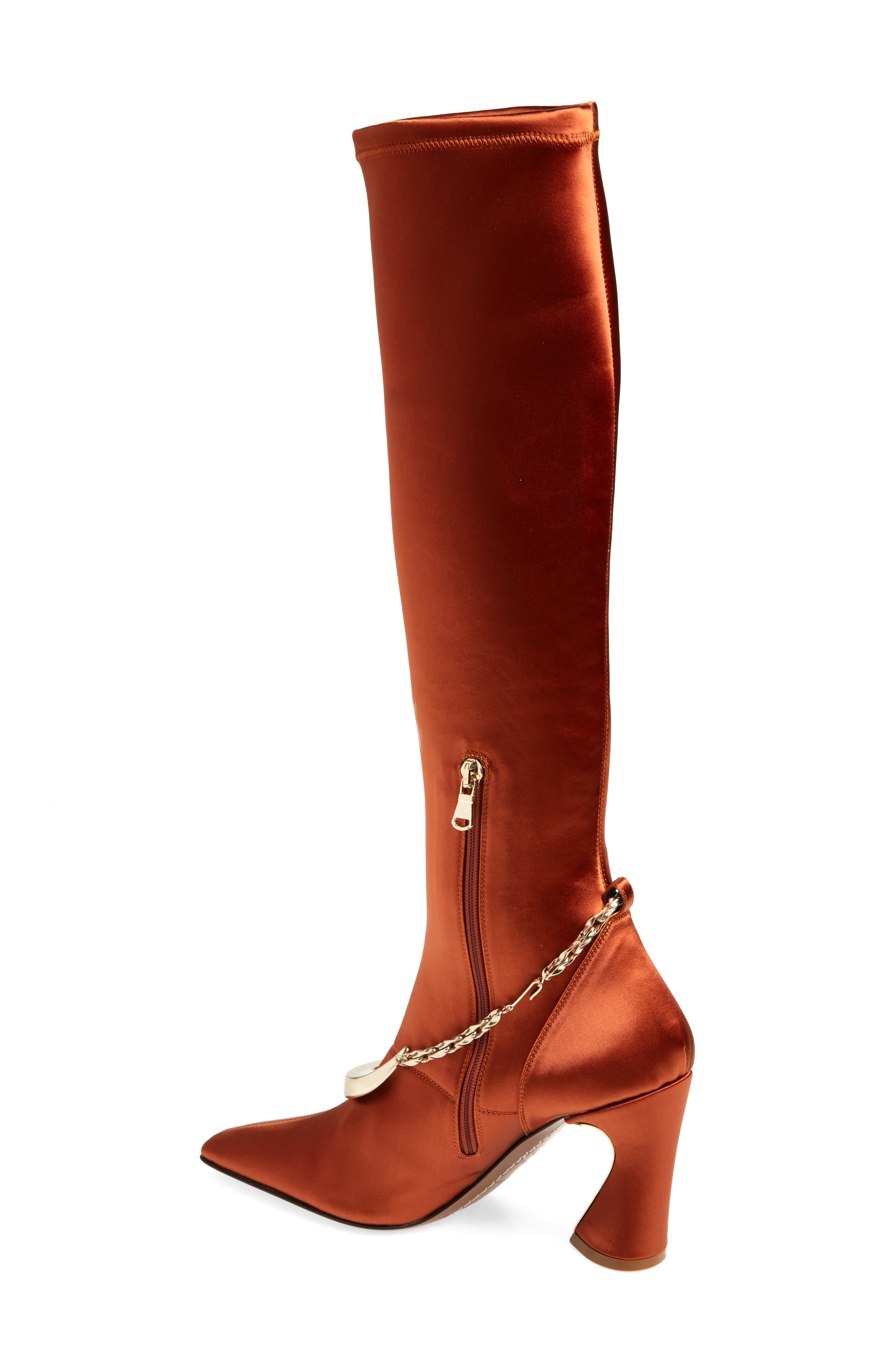 Crescent Stretch Over the Knee Boot, Alternate, color, RUST