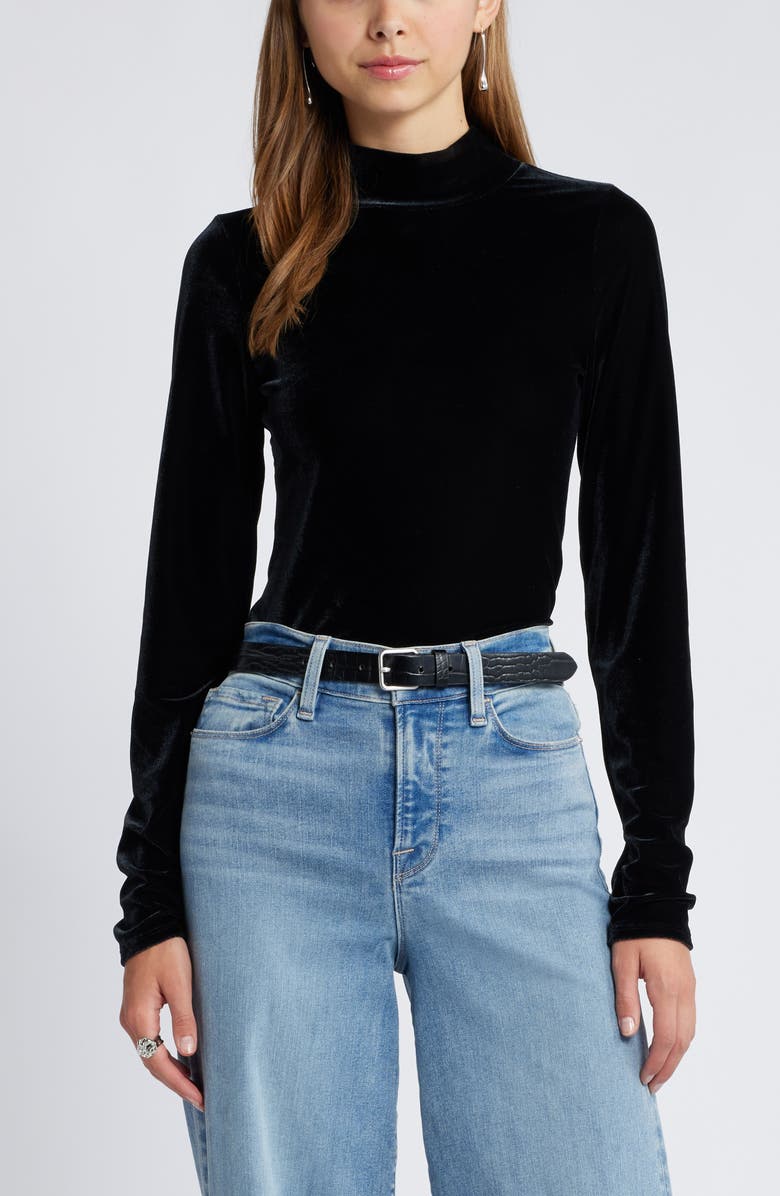 Open Edit Long Sleeve Velvet Top, Main, color, 