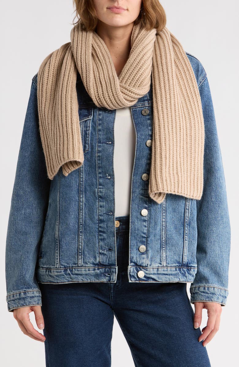 Cole Haan Chunky Knit Scarf, Main, color, Light Sesame