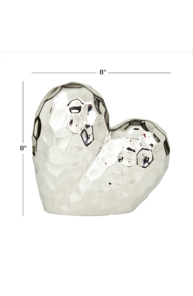 VIVIAN LUNE HOME Silvertone Porcelain Heart Sculpture, Alternate, color, Silver