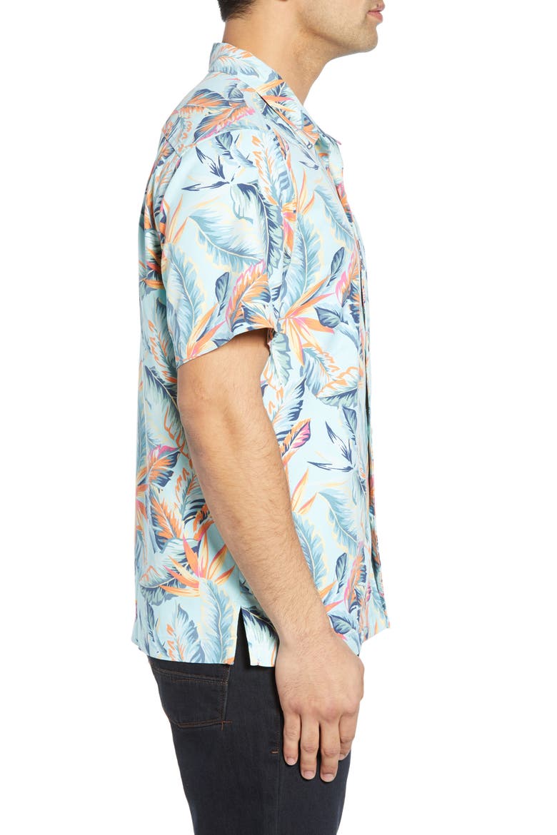 Break Wave Fronds Silk Blend Sport Shirt, Alternate, color, BLUE SWELL