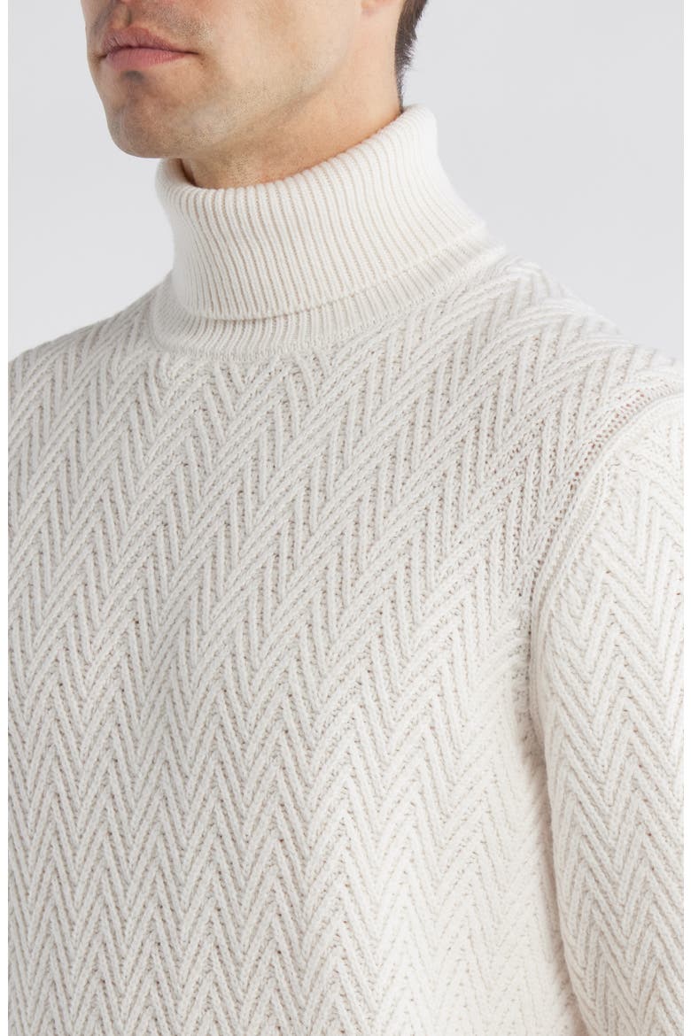 Hatilo Chevron Stitch Turtleneck Virgin Wool Sweater, Alternate, color, OPEN WHITE