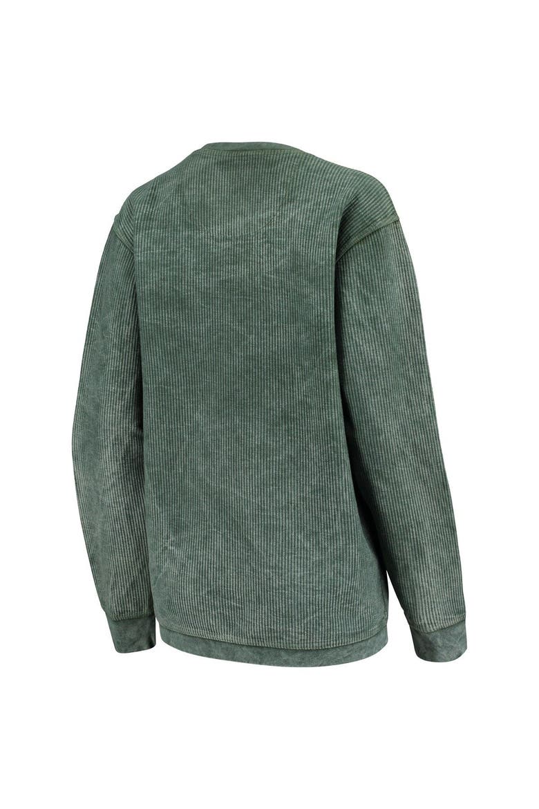 Women's Pressbox Green Michigan State Spartans Comfy Cord Vintage Wash Basic Arch Pullover Sweatshirt, Alternate, color, Green